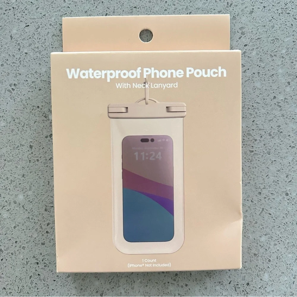 Waterproof Phone Pouch with Neck Lanyard - Cream